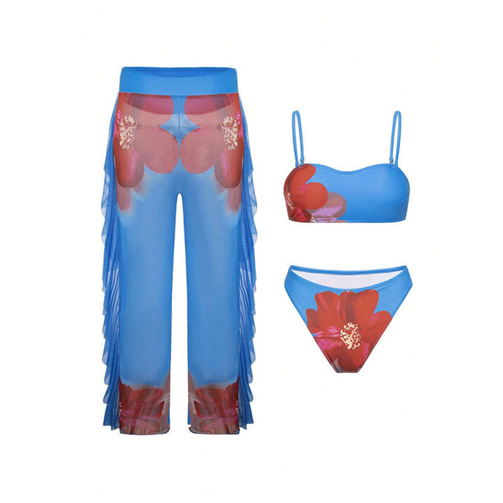 Damen Zweiteiliges Bikiniset mit transparenten Rüschen Drune