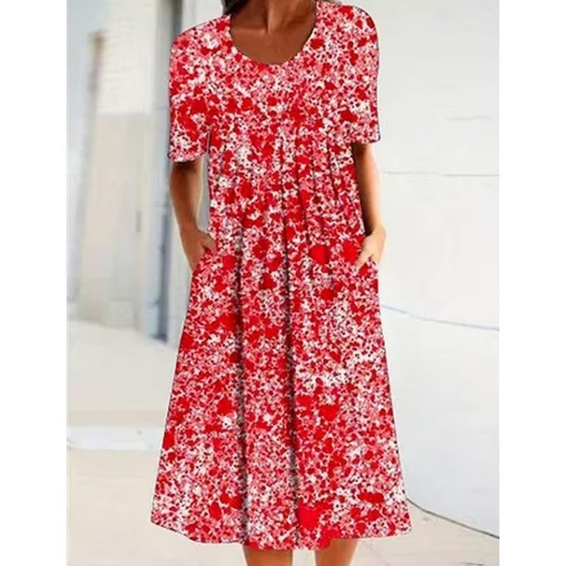 Damen Freizeitkleid mit verspieltem Blumendruck und praktischen Taschen Drune