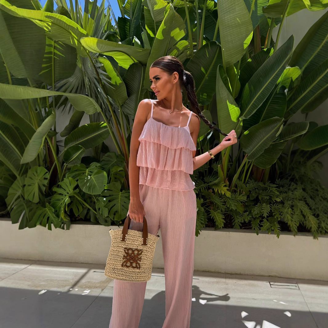 Damen lässiger Jumpsuit mit Schichten Drune