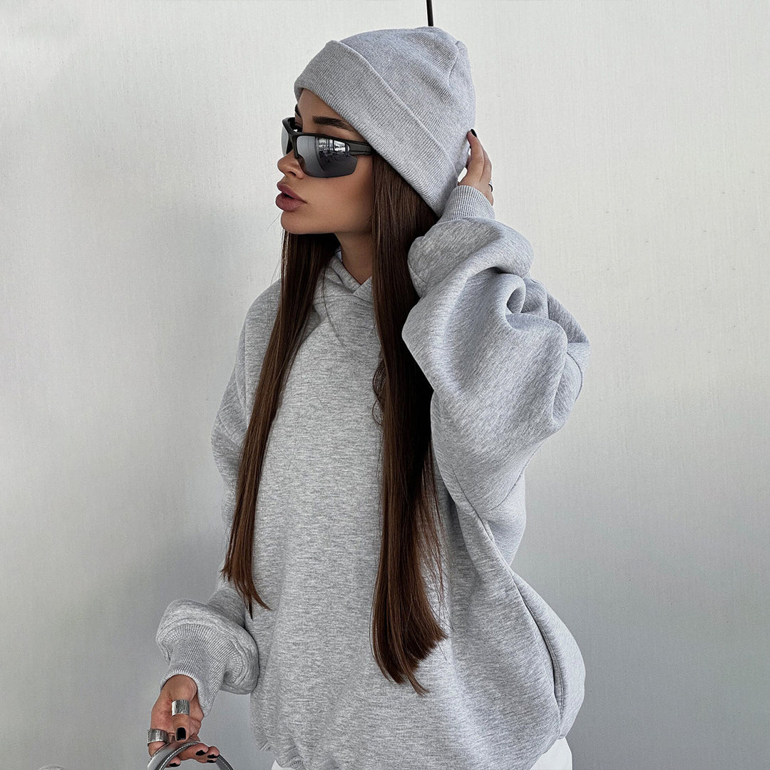 Damen Lässiges Sweatshirt- und Jogginghosen-Set mit Kapuze und elastischem Bund Drune