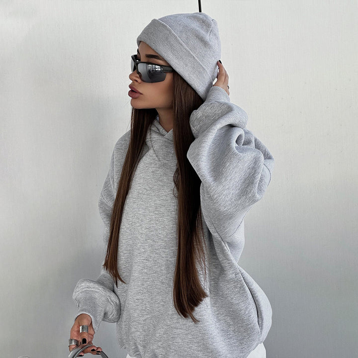 Damen Lässiges Sweatshirt- und Jogginghosen-Set mit Kapuze und elastischem Bund Drune