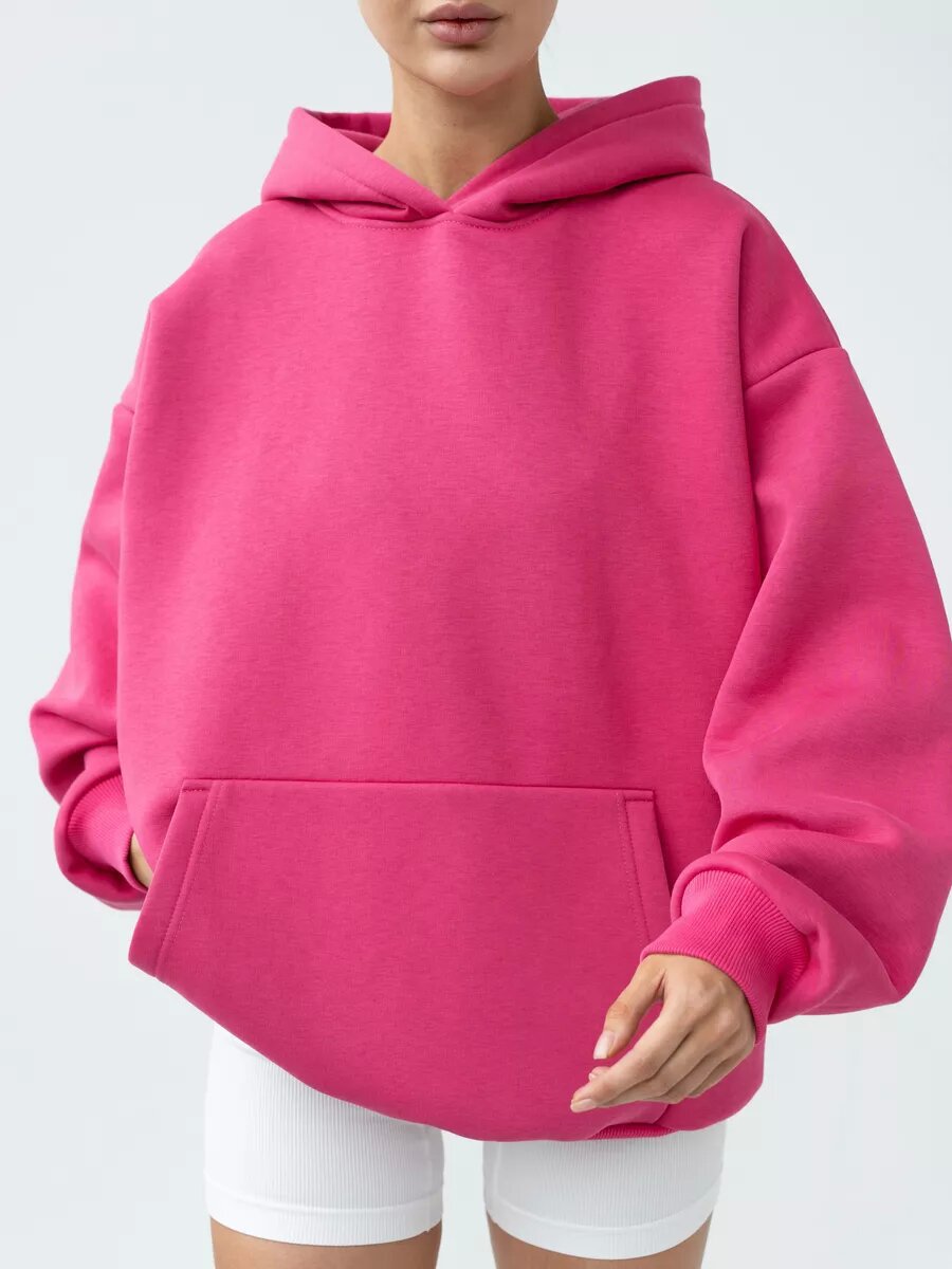 Damen nan oversized Kapuzenpullover mit Kängurutasche und dropped-shoulder Schnitt Drune