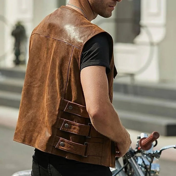 Drune | Robuste Leder Weste Mit Vielen Taschen