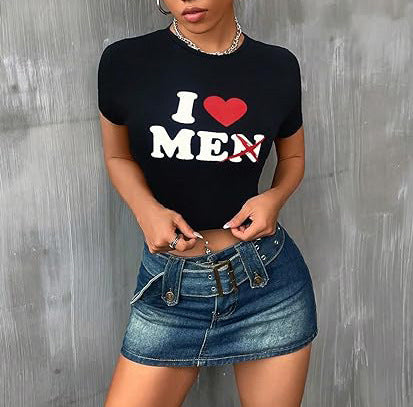 Damen Crop-T-Shirt mit inspirierendem Statementdruck Drune