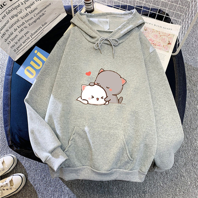 Damen Kapuzenpullover mit verspieltem Katzenmotiv und bequemer Passform Drune