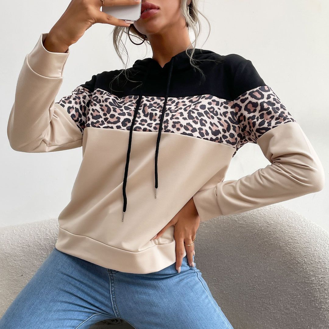 Damen Kapuzenpullover mit modischem Leoparden-Muster und sportlicher Passform Drune