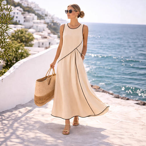 Damen Maxikleid mit fließendem Schnitt und asymmetrischem Design Drune