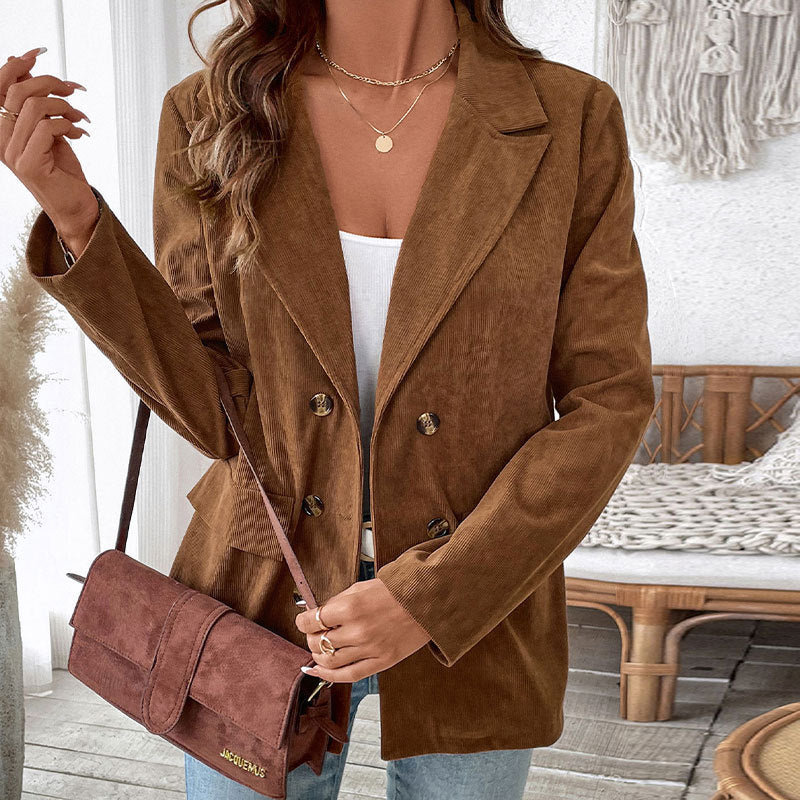 Damen modischer Rippenstoff Blazer mit elegantem Schnitt Drune
