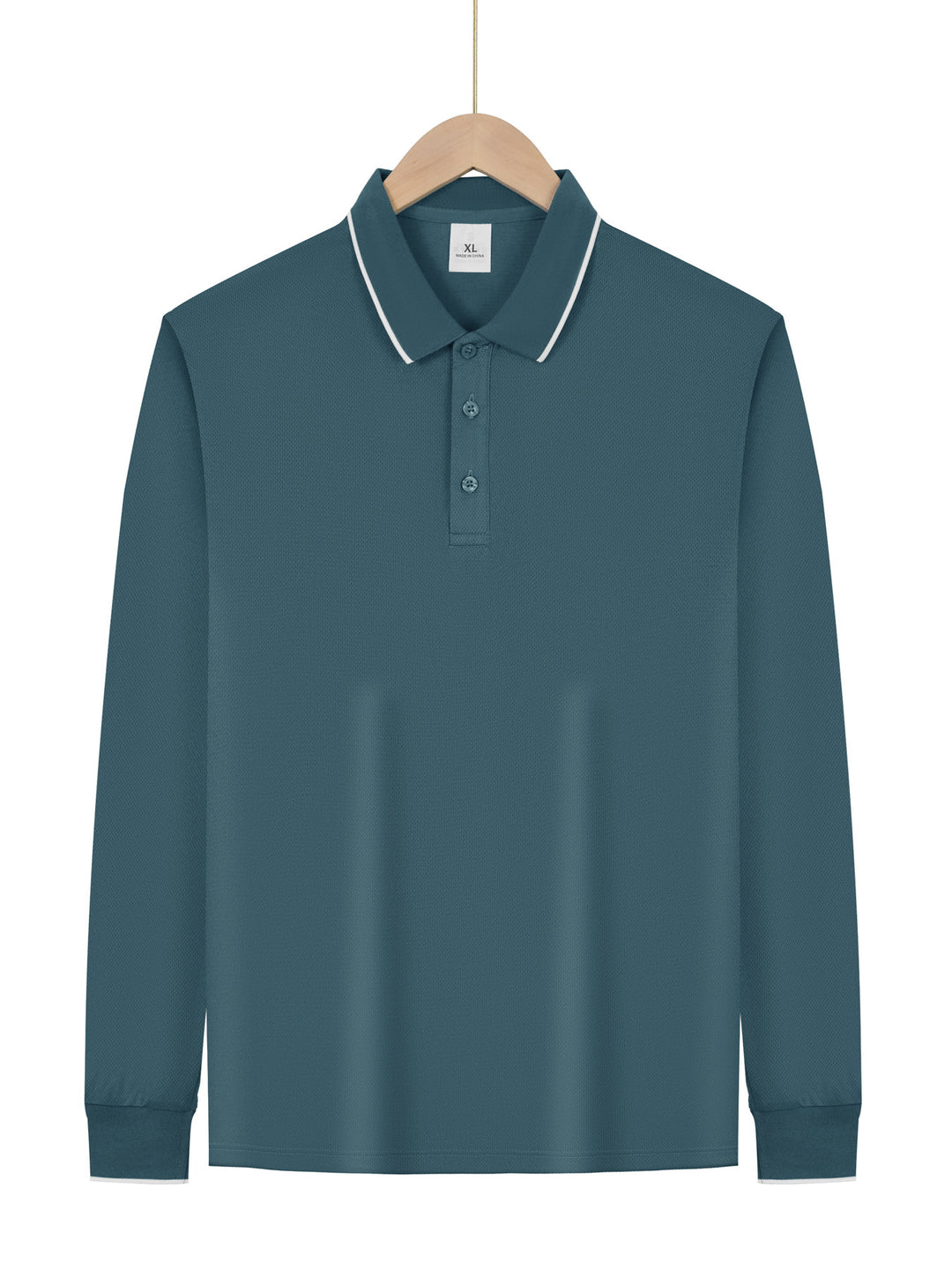 Herren nan langärmeliges Piqué-Poloshirt mit Kontrastpaspel am Kragen und Bündchen Drune