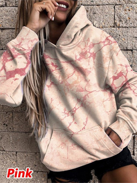 Damen Kapuzenpullover mit stylischem Marmor-Muster Drune