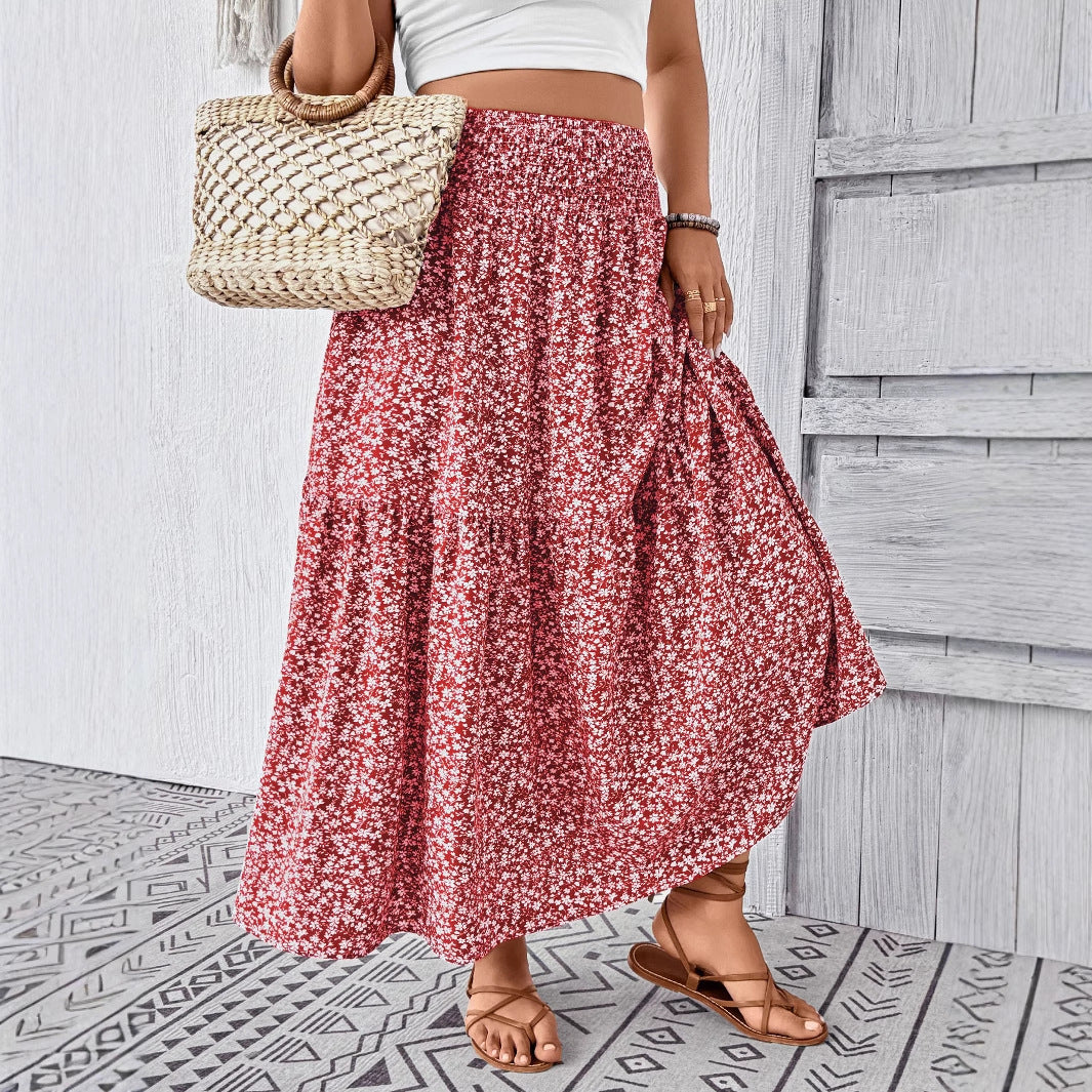 Damen Maxirock mit fließendem Schnitt und floralem Design Drune