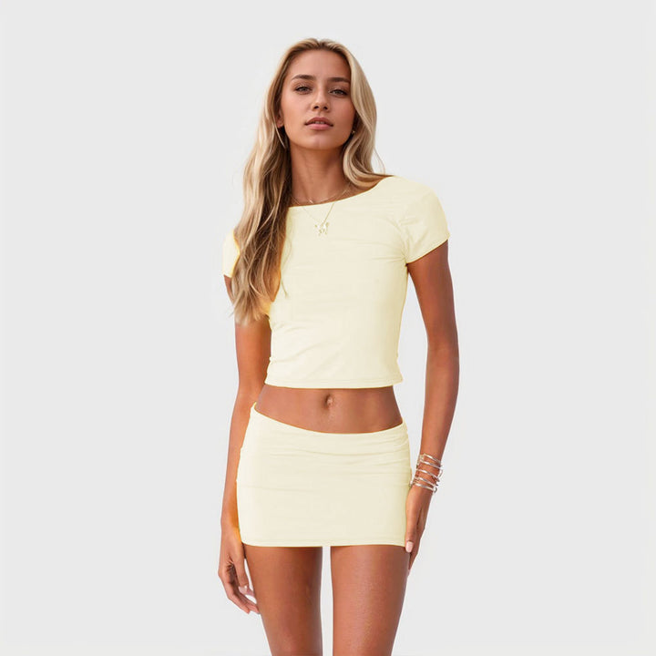 Damen Crop-Top und Minirock Set Drune