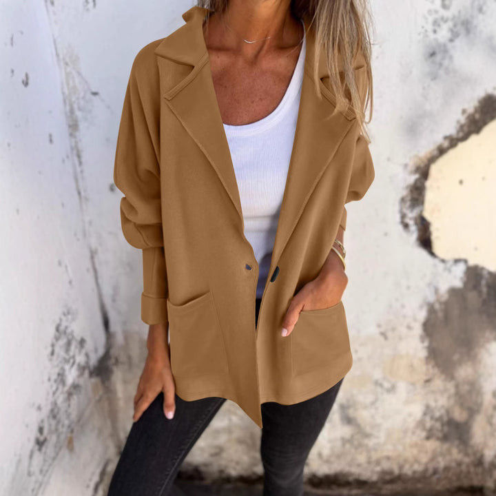 Damen modische Oversized-Blazerjacke mit praktischen Taschen Drune