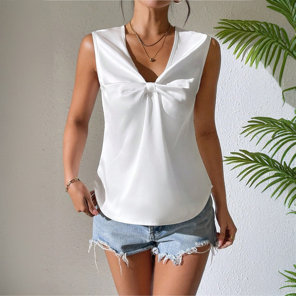 Damen Schicke Bluse mit Schleifendetail Drune