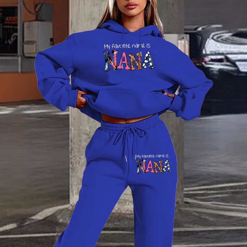 Damen Jogginganzug mit kreativem Schriftzug und bequemer Passform Drune