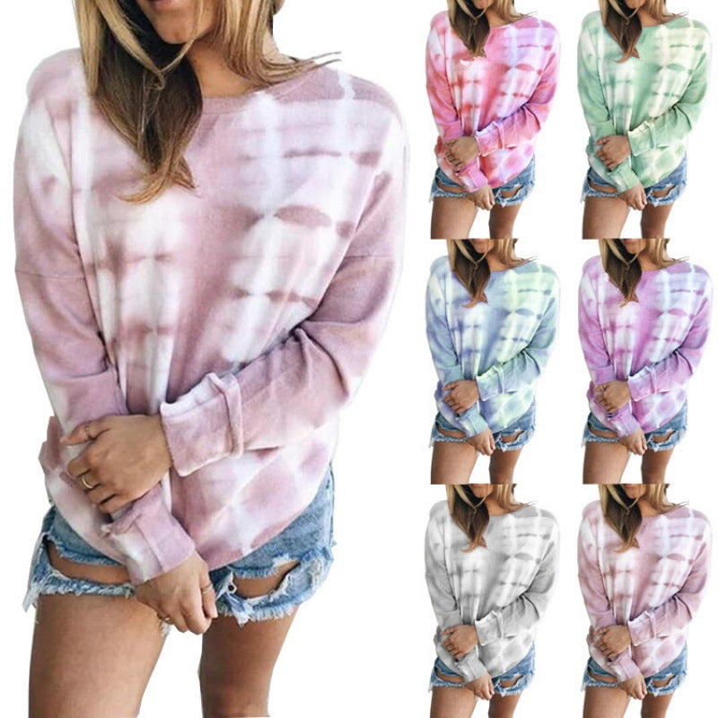 Damen Freizeit Sweatshirt mit modernem Batik-Design und lässigem Schnitt Drune