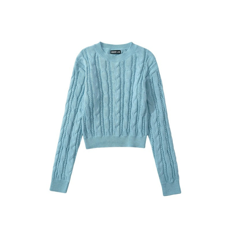 Damen modischer Strickpullover mit Kabelmuster und figurbetonendem Schnitt Drune