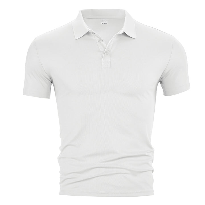 Herren nan figurbetontes Kurzarm-Poloshirt aus elastischem Jersey mit Hemdkragen und kurzer Knopfleiste Drune