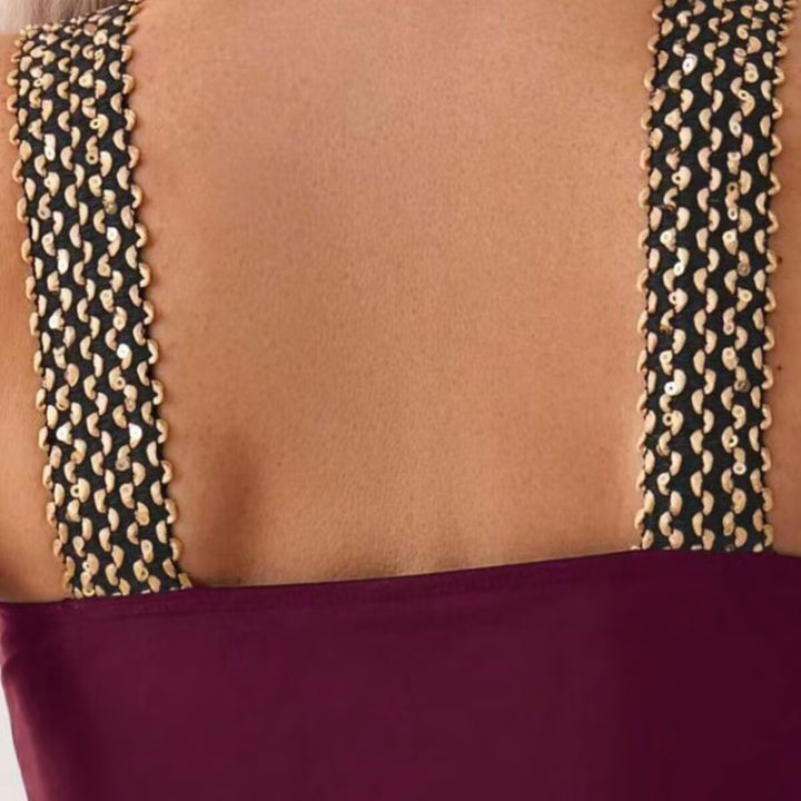 Damen Sportlicher Badeanzug mit modischen Ketten-Trägern Drune
