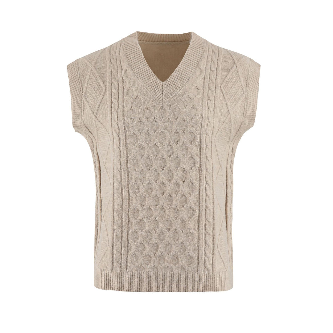 Damen Strickweste mit V-Ausschnitt und Kabelmuster Drune