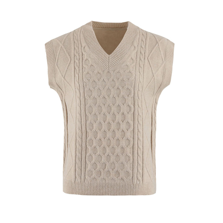 Damen Strickweste mit V-Ausschnitt und Kabelmuster Drune
