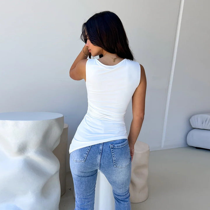Damen figurbetontes Oberteil mit raffiniertem Wickeldesign Drune