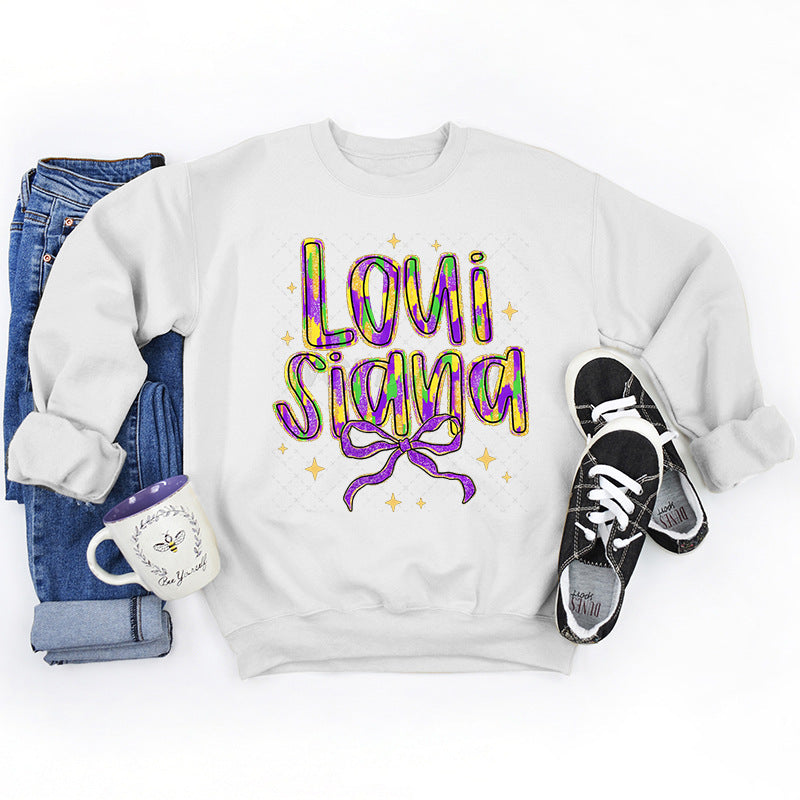 Damen Sweatshirt mit kreativem Schriftzug und weichem Innenfutter Drune