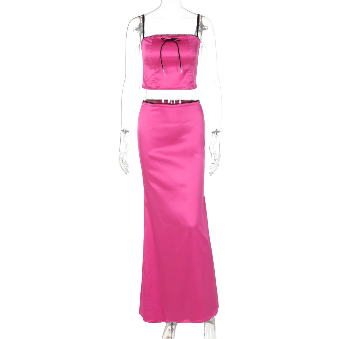 Damen Glamouröses Satin-Kleid mit Spitzendetails Drune