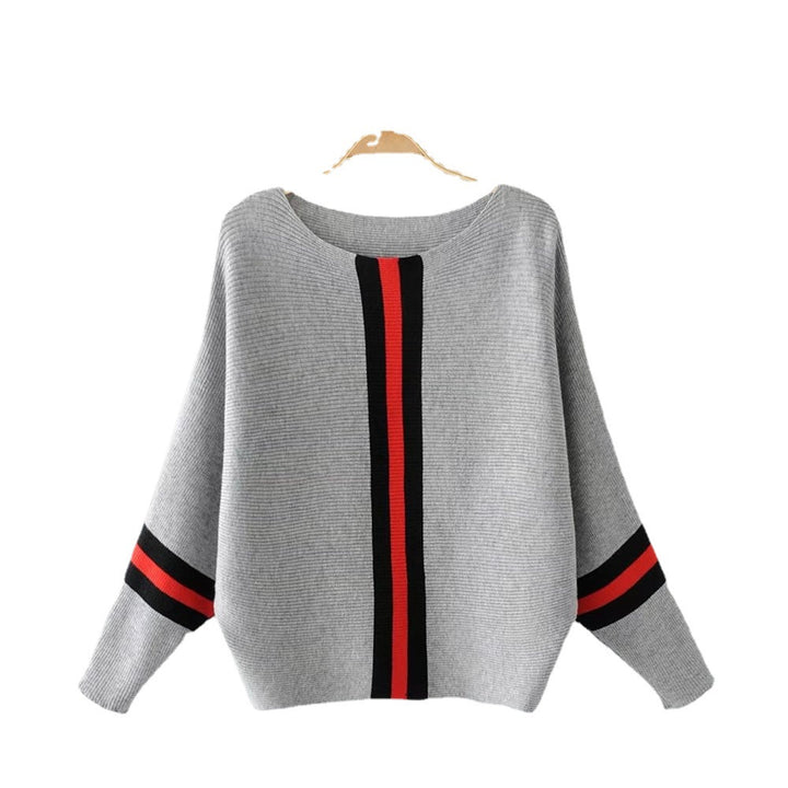 Damen Lässiger Strickpullover mit modernen Streifen und weitem Schnitt Drune
