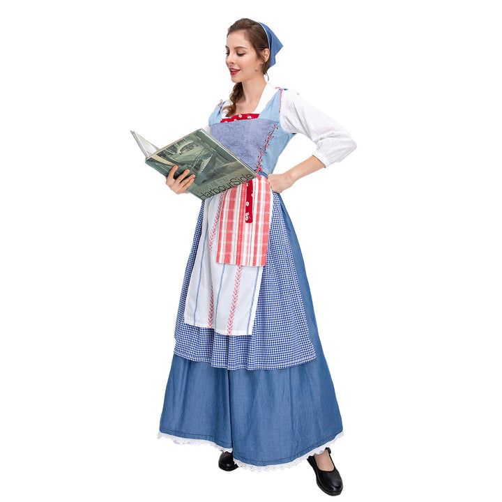 Damen nan ländliches Trachtenkleid mit Latzmieder und mehrlagiger Schürze Drune