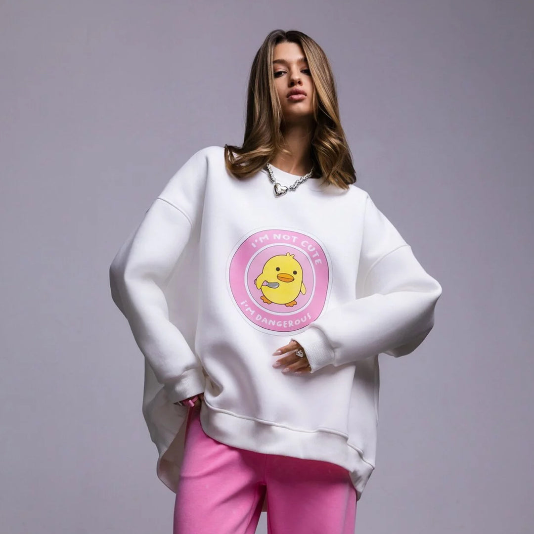 Damen Oversized Sweatshirt mit einzigartigem Grafikdesign Drune