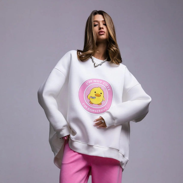 Damen Oversized Sweatshirt mit einzigartigem Grafikdesign Drune