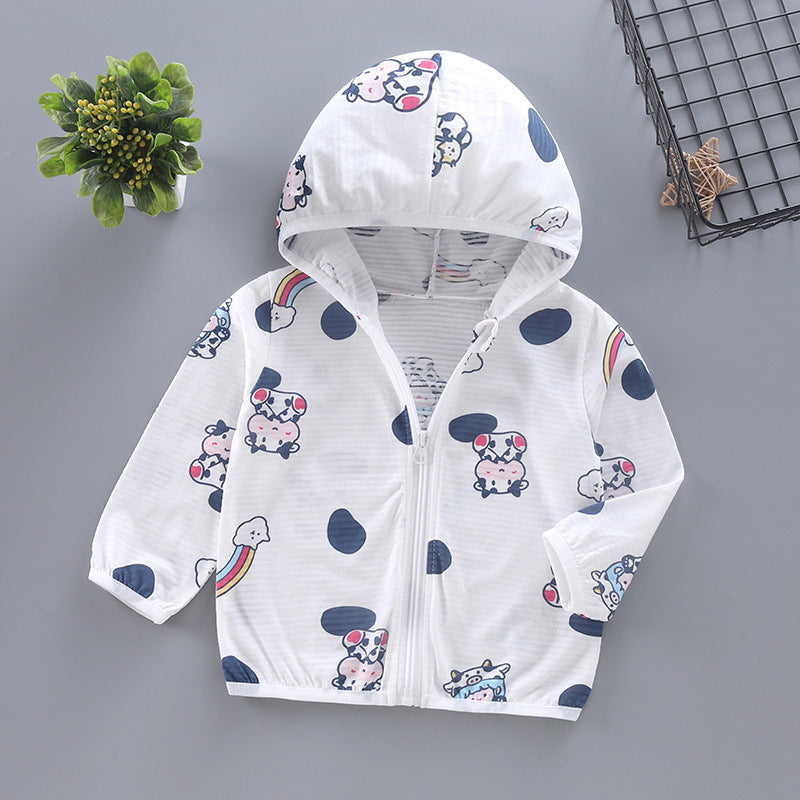 Unisex nan leichte Kapuzenjacke für Kleinkinder mit süßem Tierprint und Reißverschluss  Drune