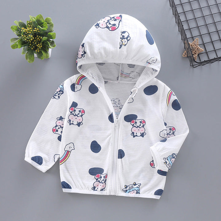 Unisex nan leichte Kapuzenjacke für Kleinkinder mit süßem Tierprint und Reißverschluss  Drune