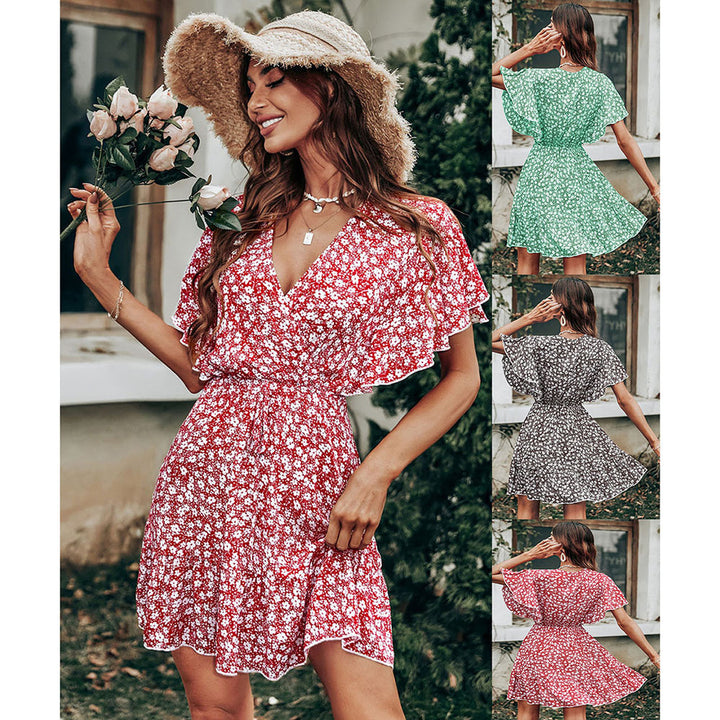 Damen Blumenmuster Kleid Drune