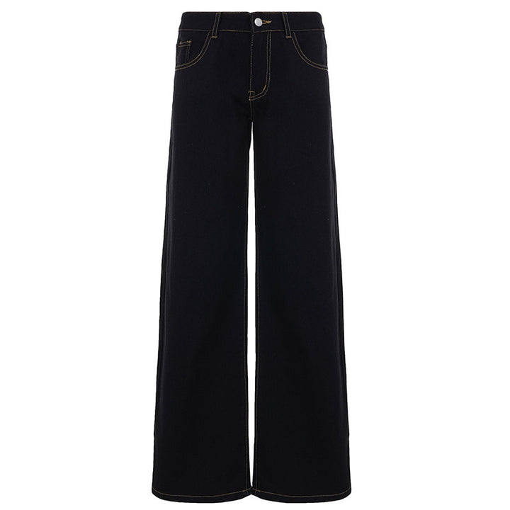Damen Weitgeschnittene Jeans mit hohem Bund und eleganter Nahtführung Drune
