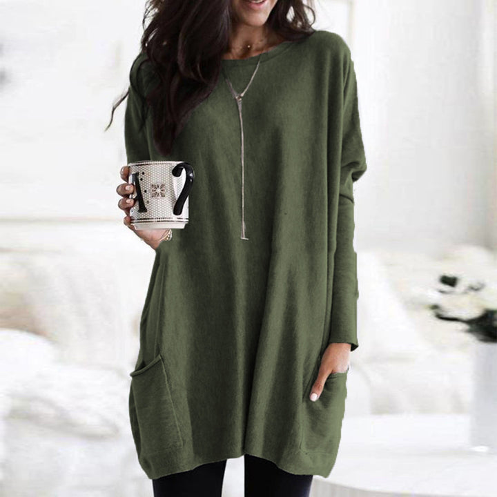 Damen nan oversized Longshirt mit Kontrastblock und aufgesetzten Taschen Drune