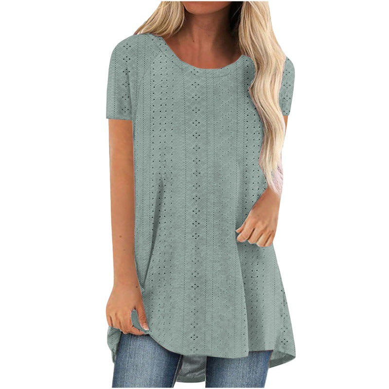 Stylische Damen Kurzarm-Tunika T-Shirt Drune