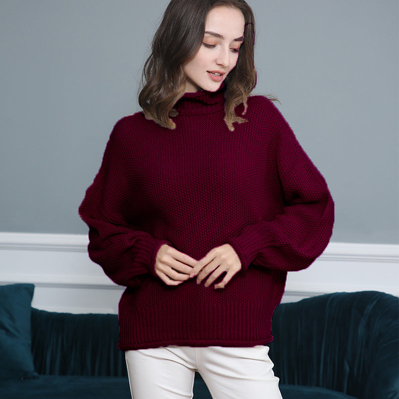 Damen Grobstrickpullover mit Rollkragen und luftiger Schnittgestaltung Drune