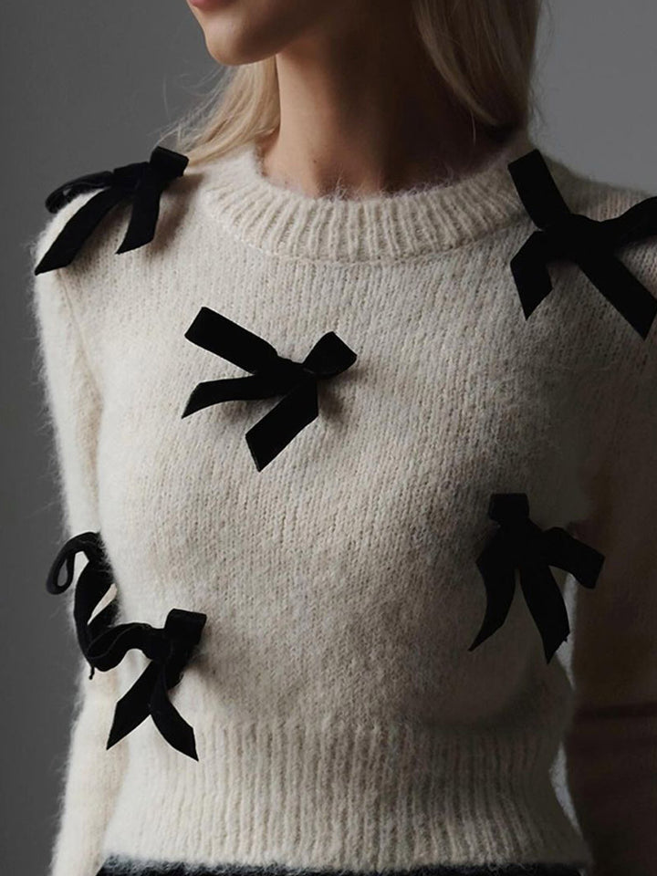 Damen Strickpullover mit verspielten Schleifendetails Drune