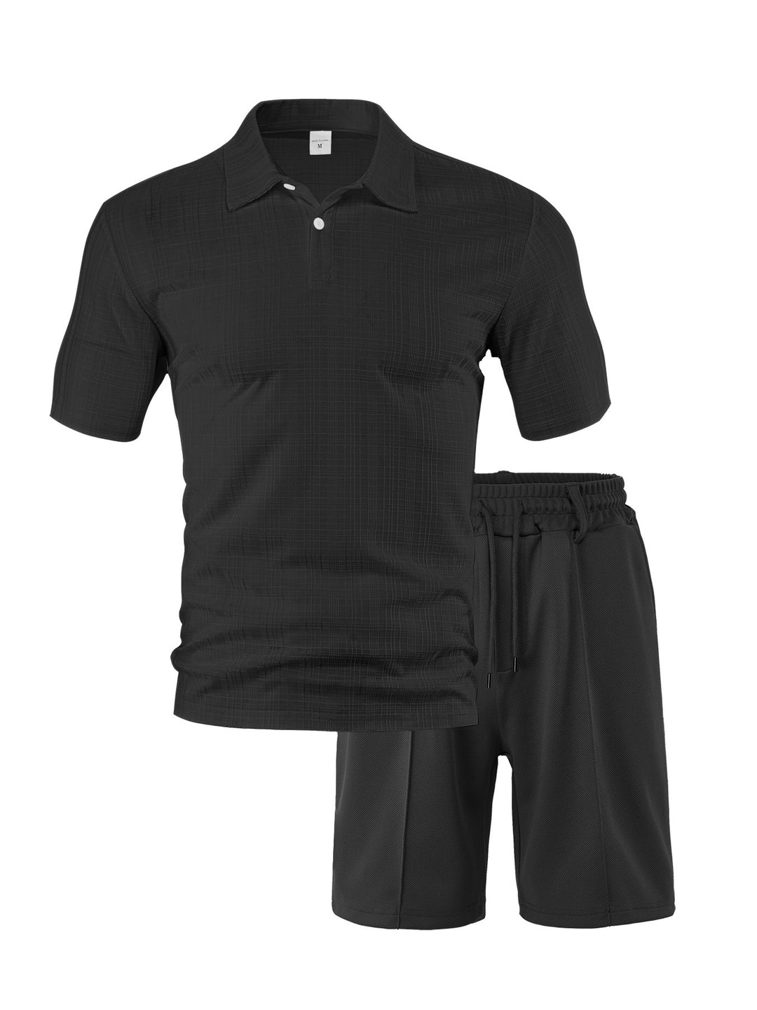 Herren nan zweiteiliges Sommer-Reise-Set mit texturiertem Kurzarm-Poloshirt und funktionalen Mesh-Shorts Drune