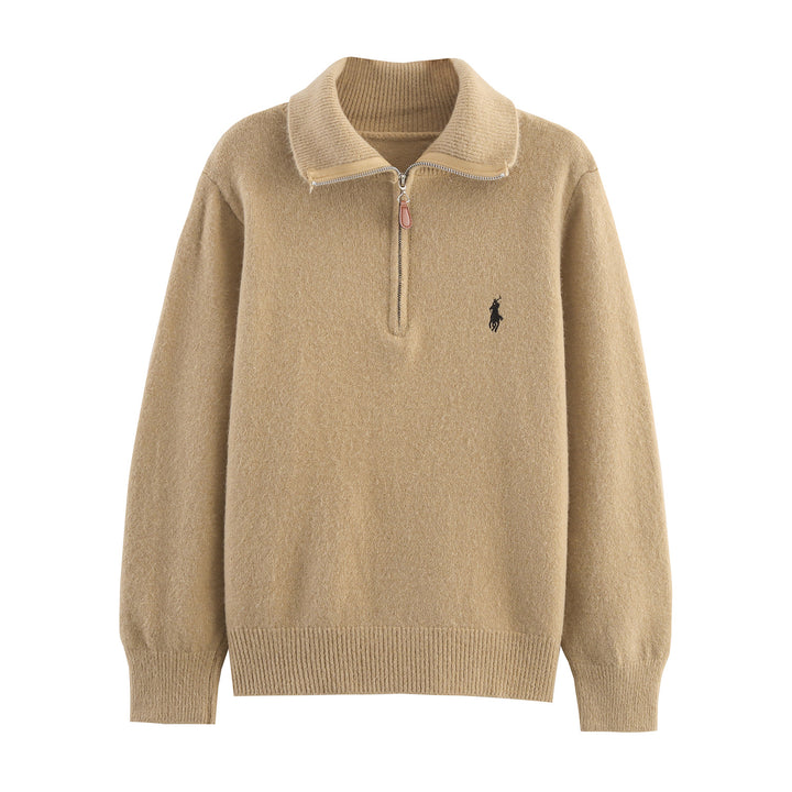 Damen lässiger Pullover mit hochwertigem Kragen und Reißverschluss Drune