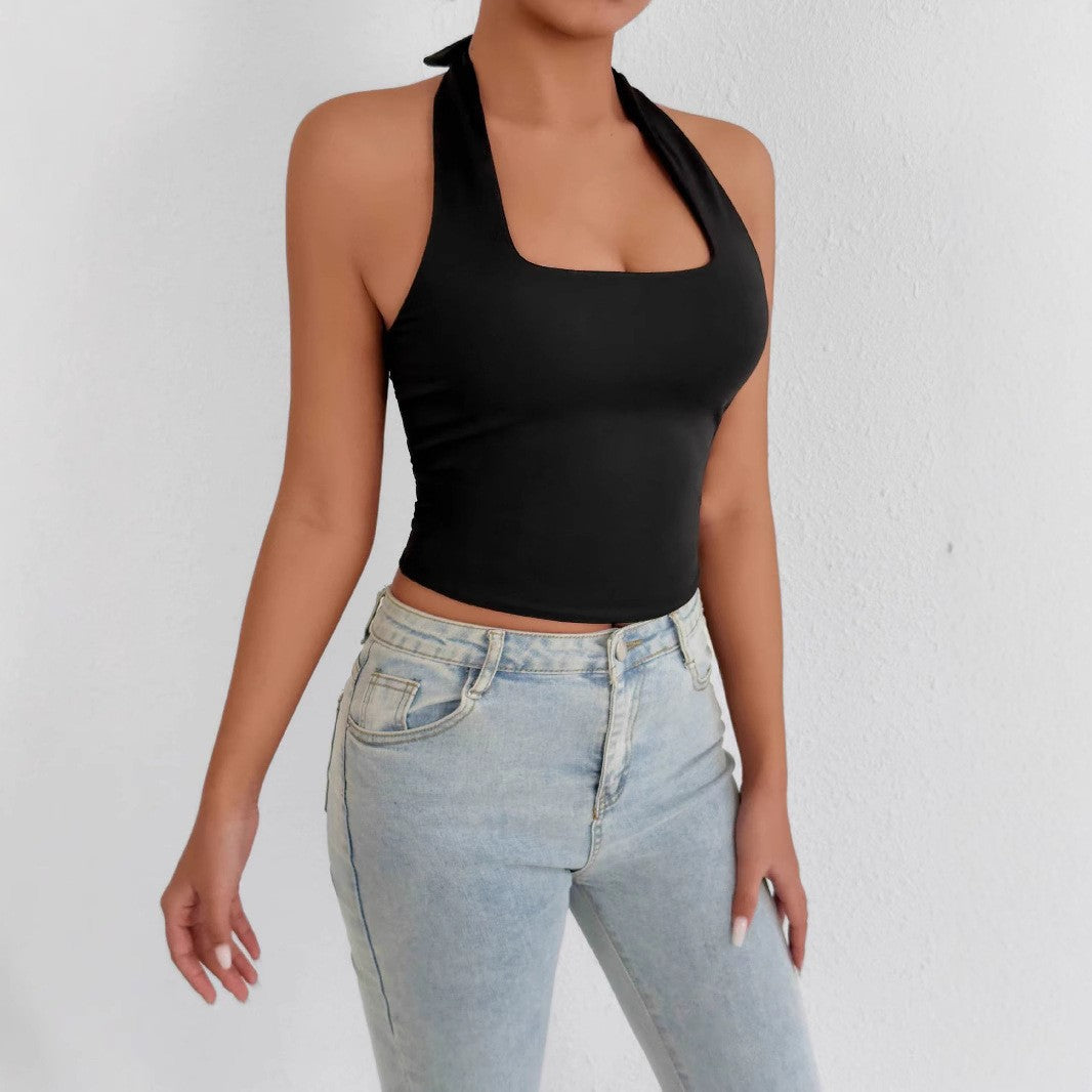 Damen Hochgeschlossenes Tanktop mit Quadrat-Ausschnitt Drune