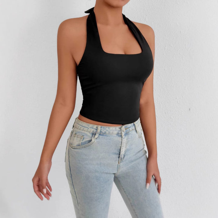 Damen Hochgeschlossenes Tanktop mit Quadrat-Ausschnitt Drune