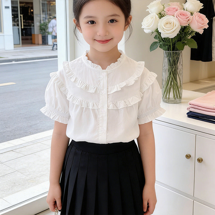 Mädchen Rüschenbluse mit elegantem Kragen Drune