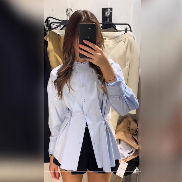 Damen Übergröße Bluse mit eleganter Schnür-Detail Drune