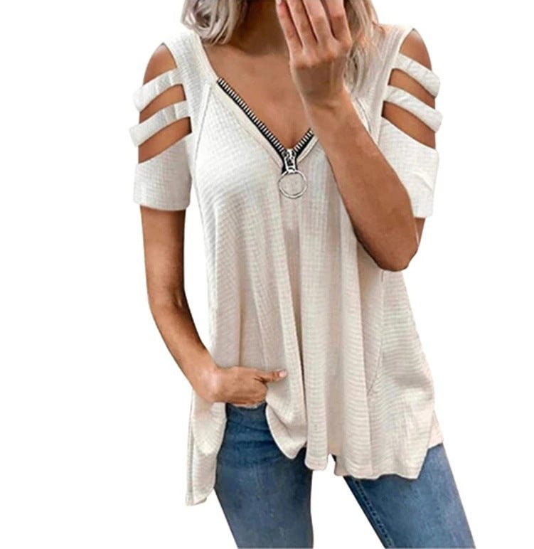 Damen Strickpullover mit modischen Cut-Out-Ärmeln Drune