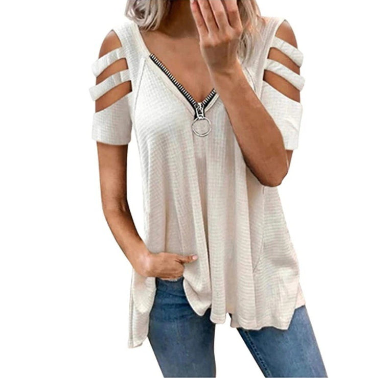 Damen Strickpullover mit modischen Cut-Out-Ärmeln Drune