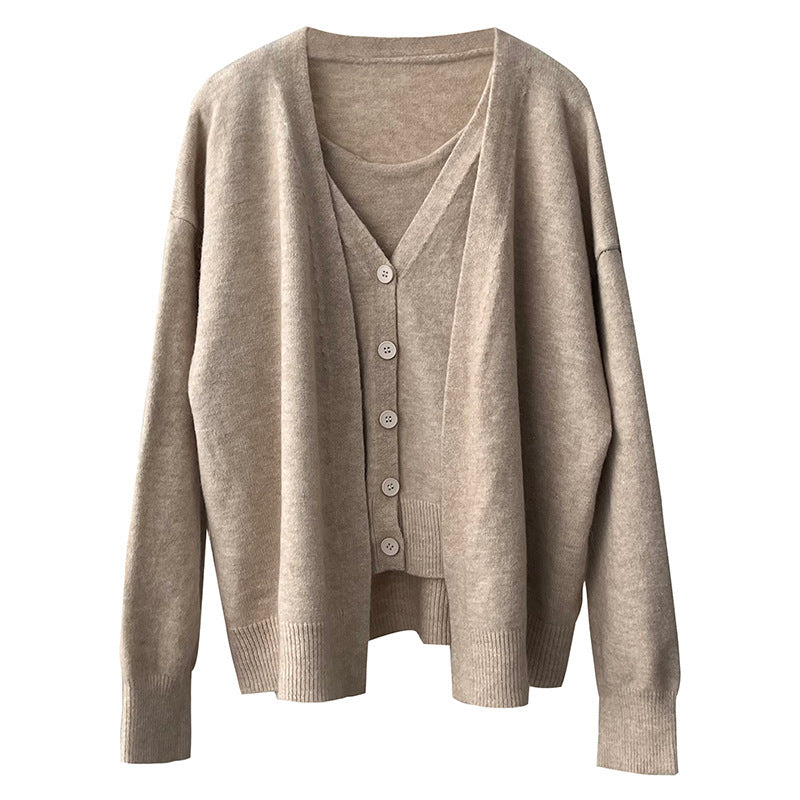Damen gestrickte Cardigan mit V-Ausschnitt und Knopfdetails Drune