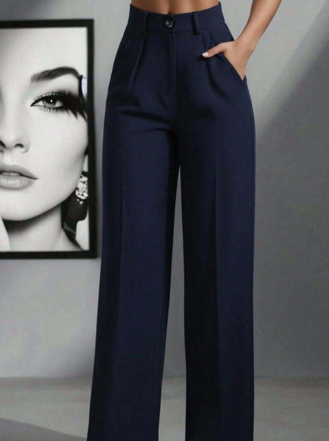 Damen elegante weite Bundfaltenhose Drune